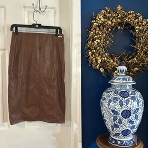 Women’s Marc New York Brown Faux Leather Pencil Skirt Size XS